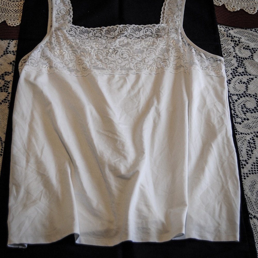 White "Satin" & Lace Camisol